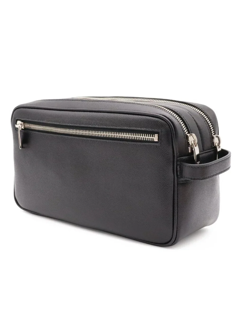 Saint Laurent Paris Exclusive Double Zip Clutch Grooming Case Leather Black